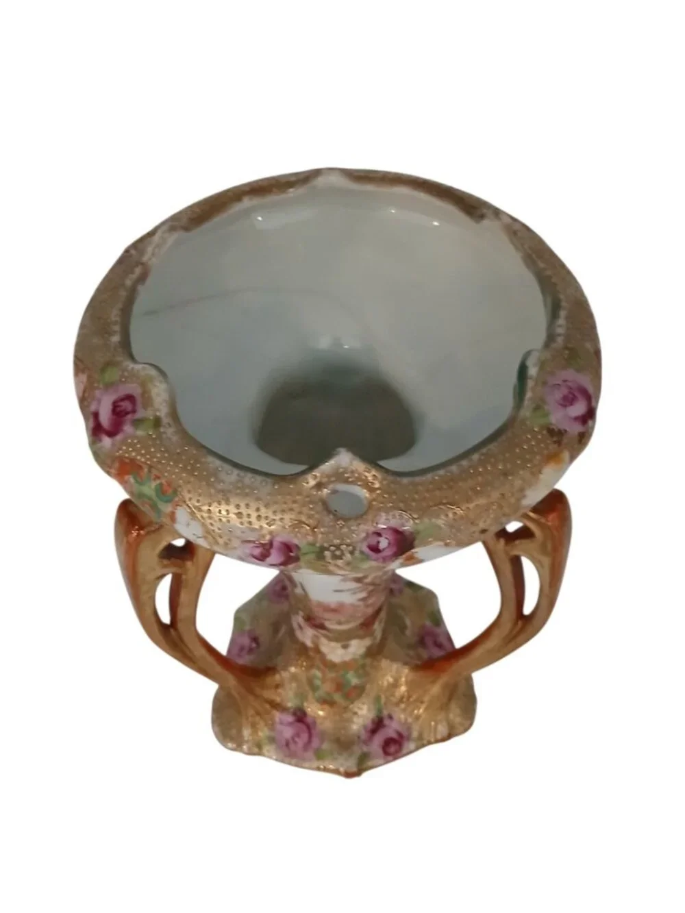 Rare Japanese Satsuma Revival Posy Vase Gilt & Hand Painted Scenes, c.1900–1920